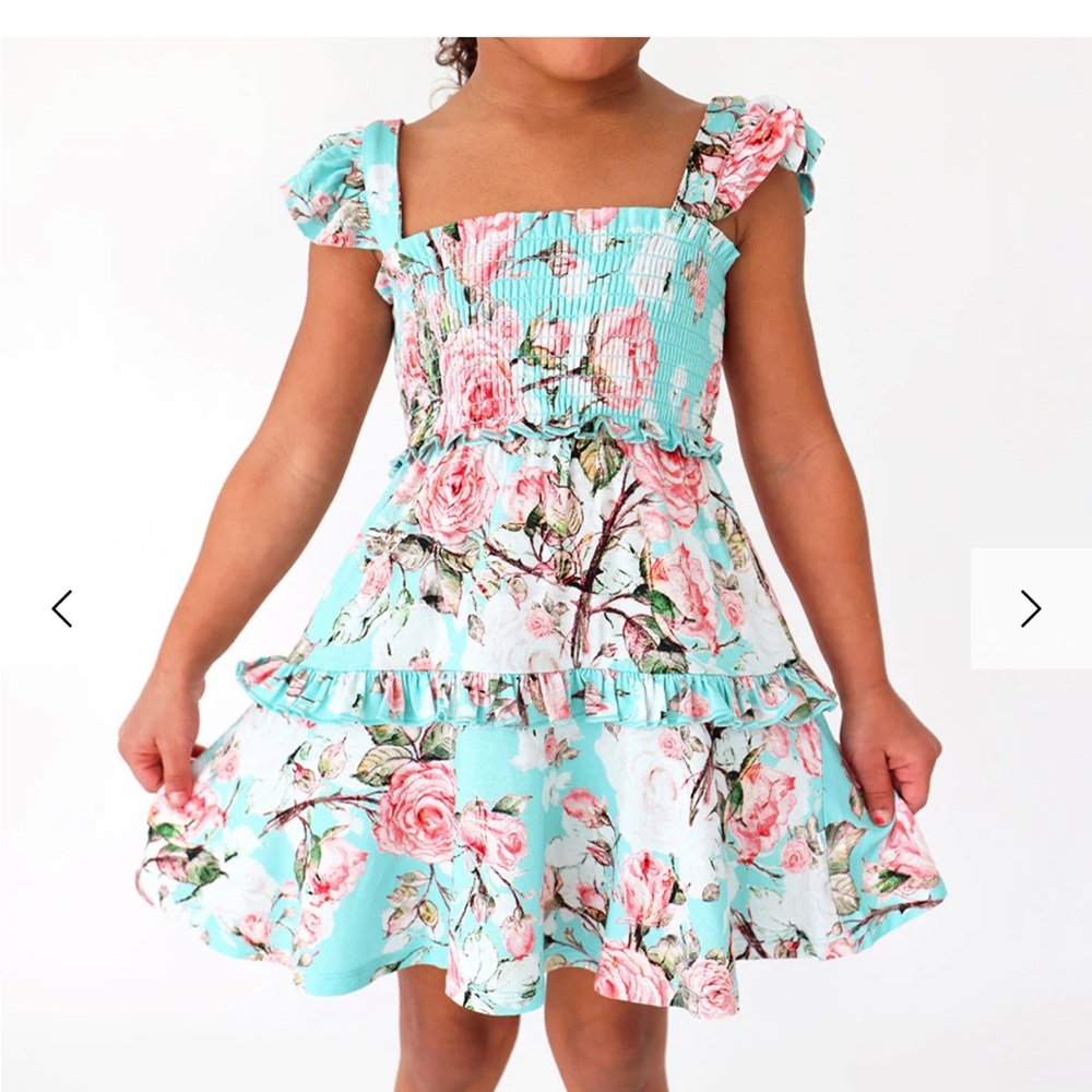 COPY - Spring Rose Flutter Sleeve Smocked Babydoll Dress